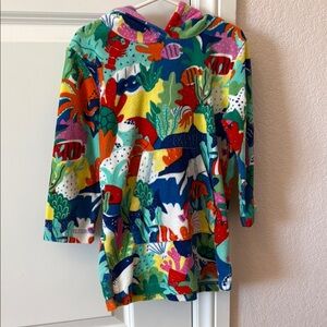 Boden Colorful Kids' Hooded Pool cover up with Ocean Motif